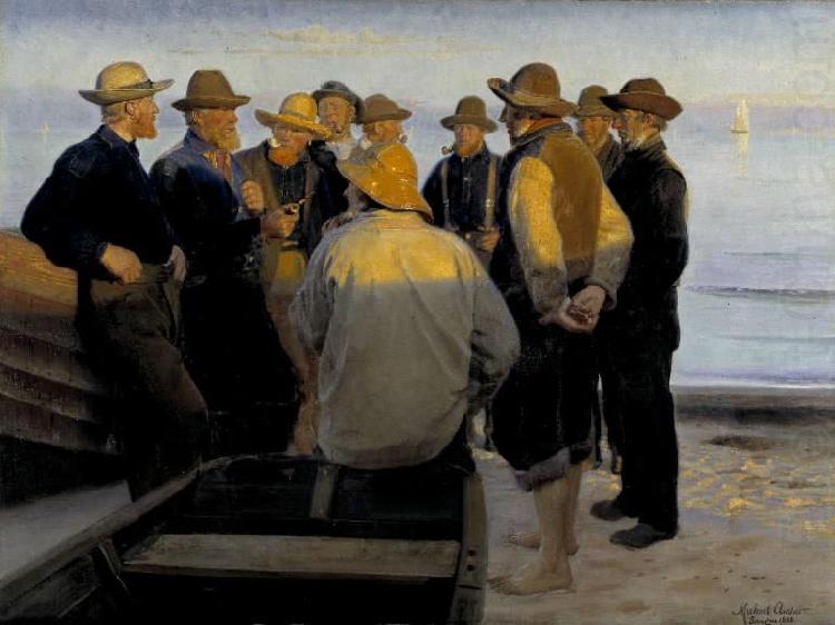 Fishermen by the Sea on a Summer's Evening, Michael Ancher